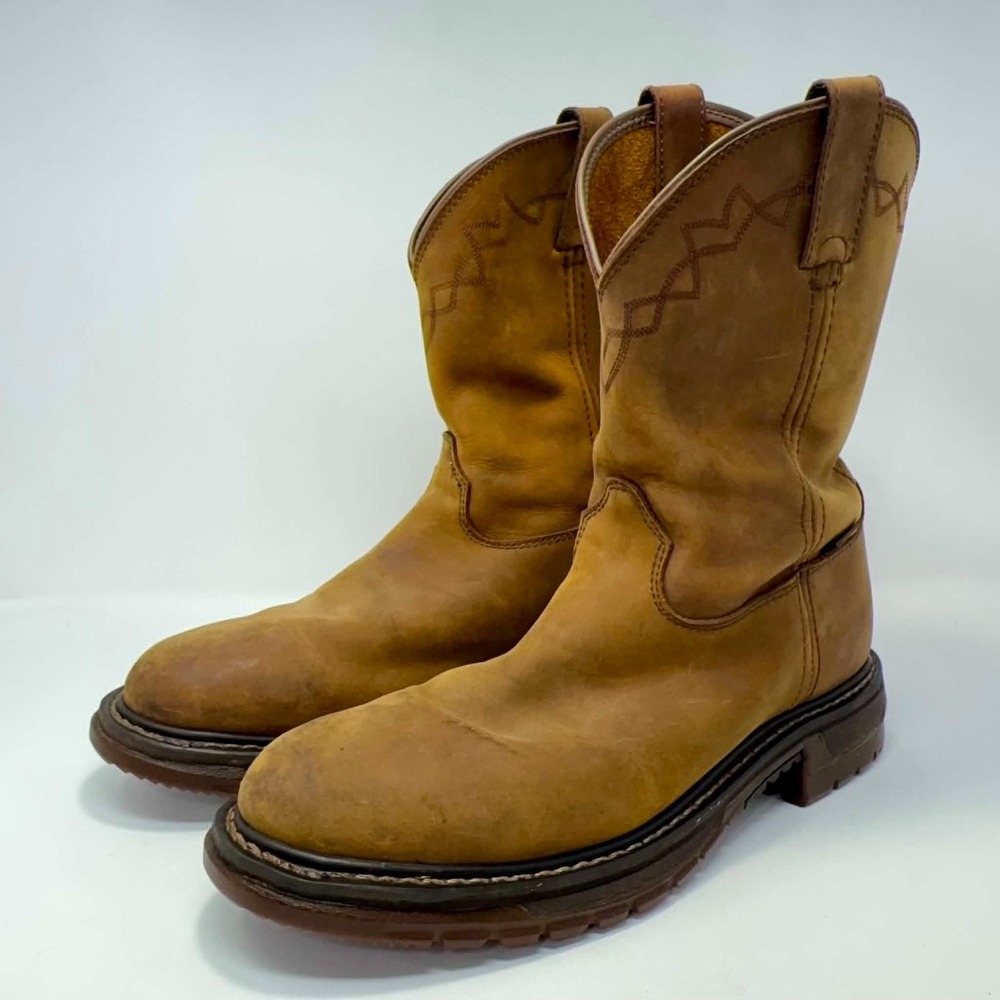 Rocky Western Work Boots Men's 11M Tan Pull On Leather Wellington Oil Resistant